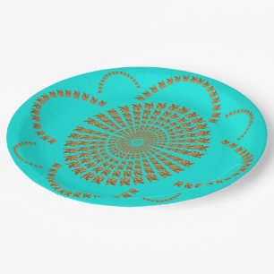 Festivals Chic Gold Türkis Decorative Blume Pappteller