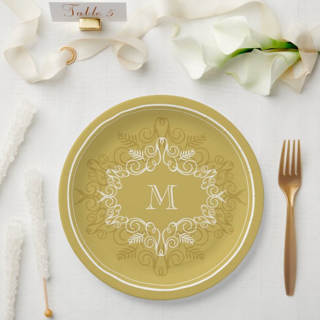 Festivals Deko Frame Monogram Classy Holiday Pappteller (Hochzeit)