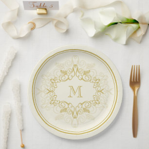Festivals Deko Frame Monogram Classy Holiday Pappteller