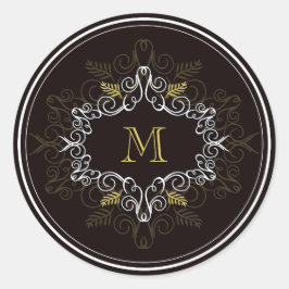 Festivals Deko Frame Monogram Classy Holiday Runder Aufkleber