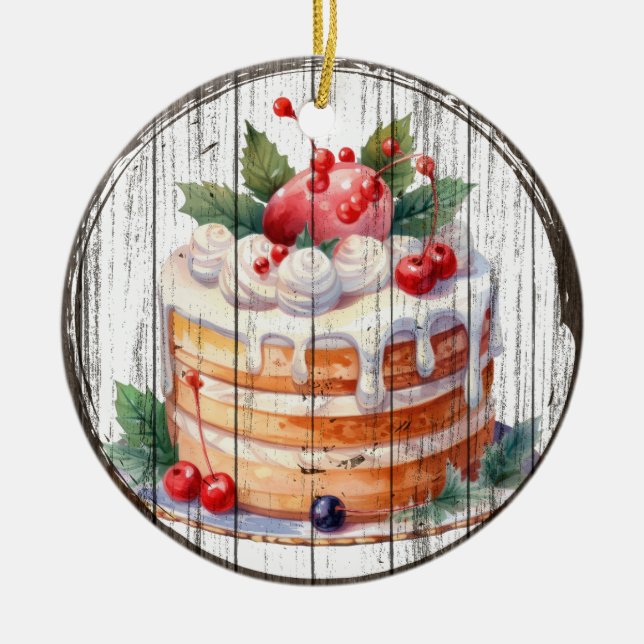 Festivals Delight - Wasserfarbener Kuchen Keramik Ornament (Vorne)
