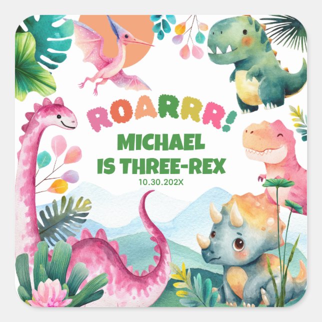 Festivals Dinosaur Dig Prähistorische Kinder 3. Ge Quadratischer Aufkleber (Vorderseite)