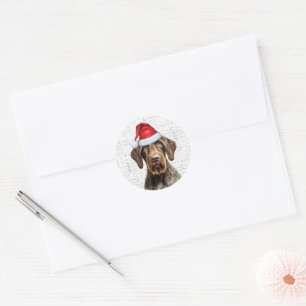Festivals Drahthaar Pointer Woof Word Weihnachten Runder Aufkleber