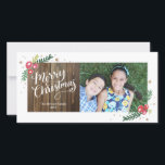 Festivals Feiertagskarte<br><div class="desc">Mit dieser 1-Foto-Fotokarte mit handgeschriebener Kalligrafie und handgezeichnetem Blattwerk,  auf rustikalem Holzfußboden,  fügen Sie Ihren Feiertagsgruß in diesem Jahr eine feierliche Touch hinzu. Erhältlich in mehreren Farben.</div>