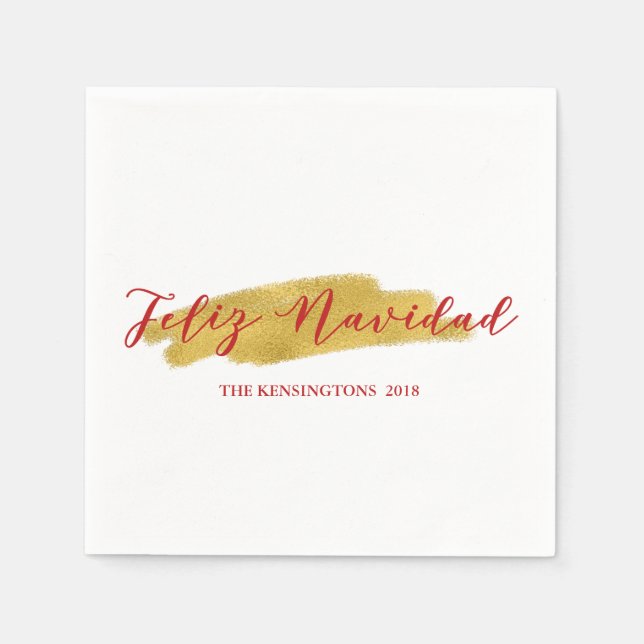 Festivals Feliz Navidad Golden Foil Pinacoteca Serviette (Vorderseite)