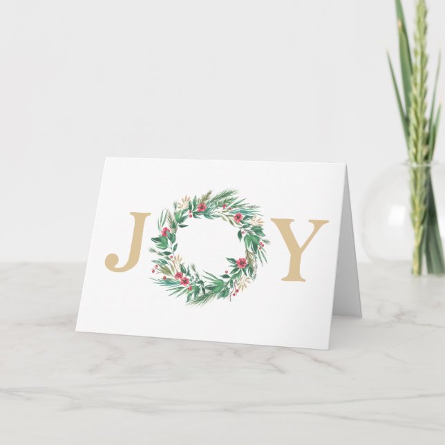 Festivals Festivals Watercolor JOY Wreath Carte ph (Devant)