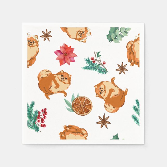 Festivals Fluffy Dog Weihnachtsbuch Napkin Serviette (Vorderseite)