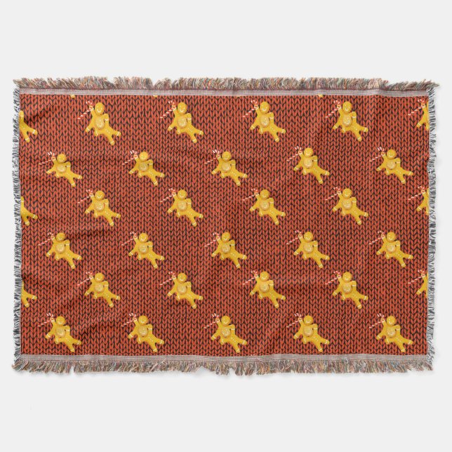 Festivals Gingerbrei Mann & Strick Muster Weihnach Decke (Vorderseite)