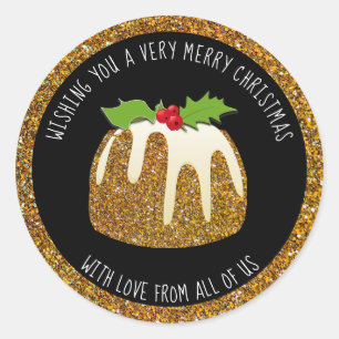 Festivals Glitzer Pudding MERRY CHRISTMAS Runder Aufkleber
