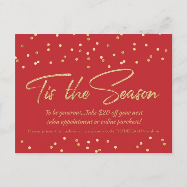 Festivals Gold Confetti Holiday Business Promo Postkarte (Vorderseite)