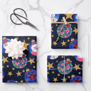 Festivals Gold Glitzer Stars Ornamente Traumhaft Geschenkpapier Set