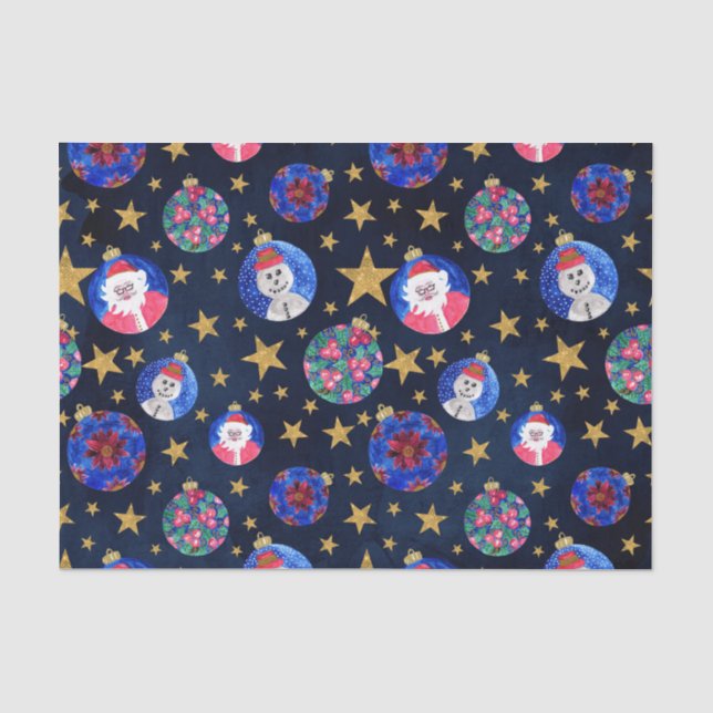 Festivals Gold Glitzer Stars Ornamente Traumhaft Seidenpapier (Vorderseite)