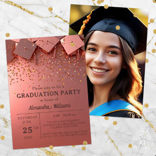Festivals Golden Confetti auf der Pink Graduation Einladung