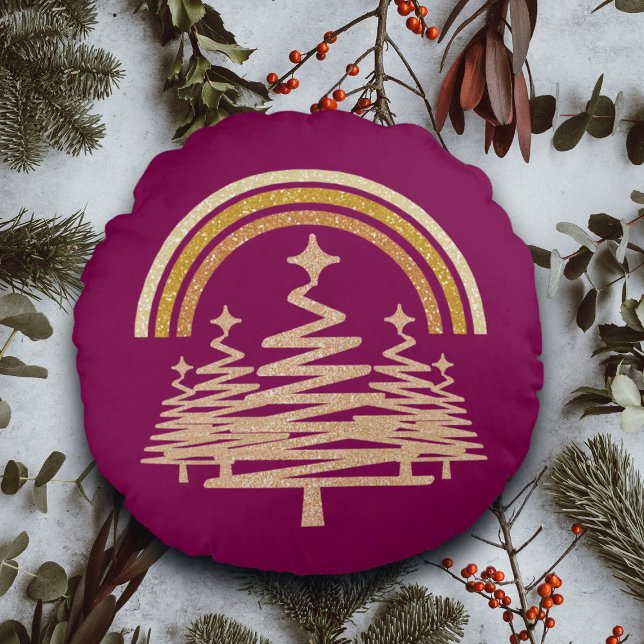 Festivals Goldrainbow Sparkling Rundes Kissen (Von Creator hochgeladen)