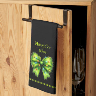 Festivals Green Fur Bow-Lights Naughty oder Nice N Geschirrtuch