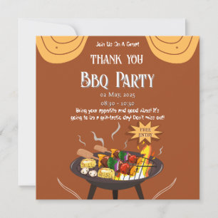 Festivals GRILLEN Dankeschön Card - Orange & Brown Dankeskarte