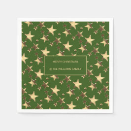Festivals Grün und Gold Weihnachtsstars Name hinzu Serviette