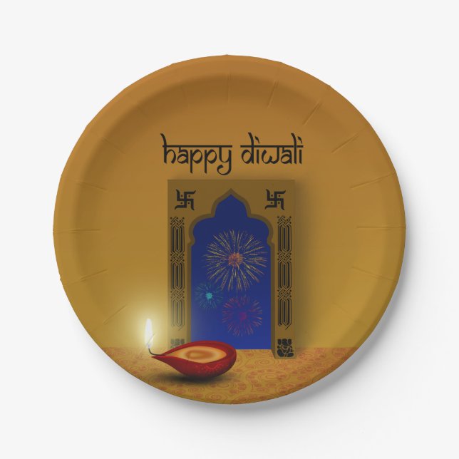 Festivals Happy Diwali Feuerwerk - Papierplatte Pappteller (Vorderseite)