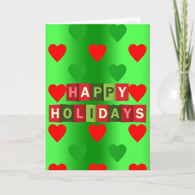 Festivals Herz Muster Happy Holidays Card Karte (Vorderseite)