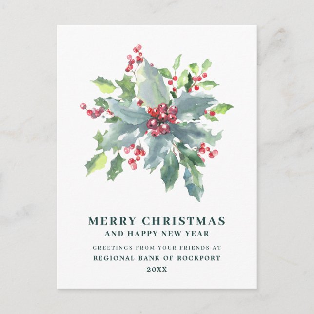 Festivals Holly Berry Corporate Weihnachten Postkarte (Vorderseite)