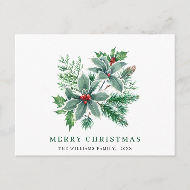Festivals Holly Berry Weihnachtsgrüße Postkarte (Vorderseite)