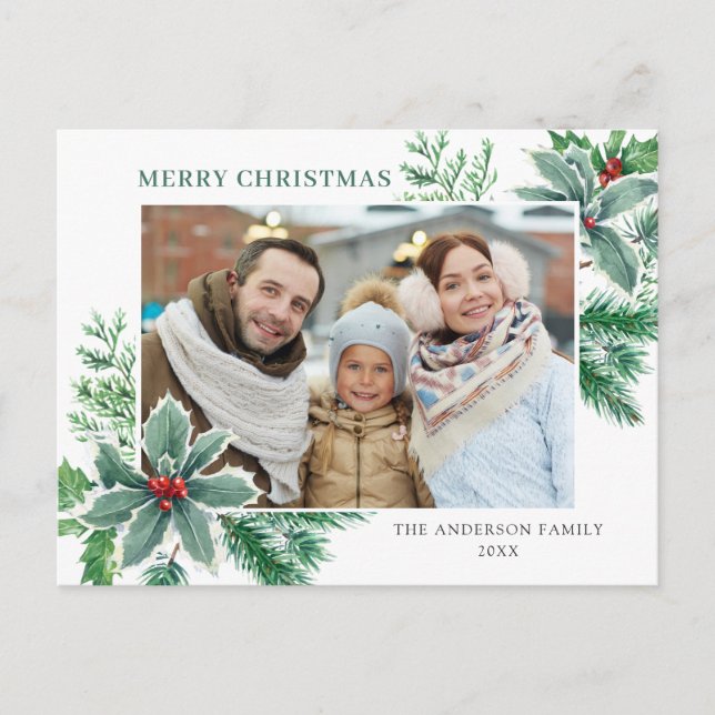 Festivals Holly Berry Weihnachtsgrüße Postkarte (Vorderseite)