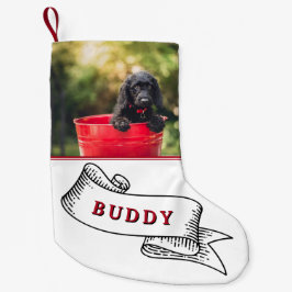 Festivals Hund Foto und Name Ribbon Kleiner Weihnachtsstrumpf