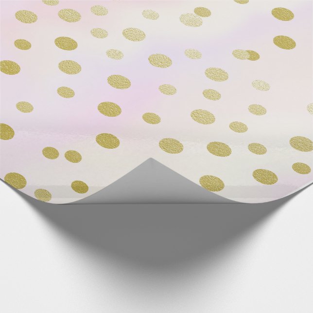Festivals Imitate Goldene Confetti auf Lila Wasser Geschenkpapier (Ecke)
