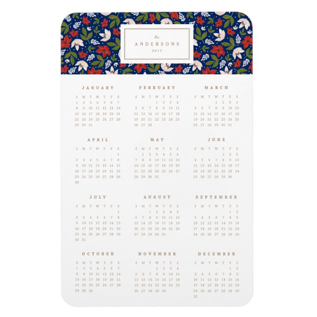 Festivals in Navy 4x6 Jahr Kalender Magnet (Vertikal)