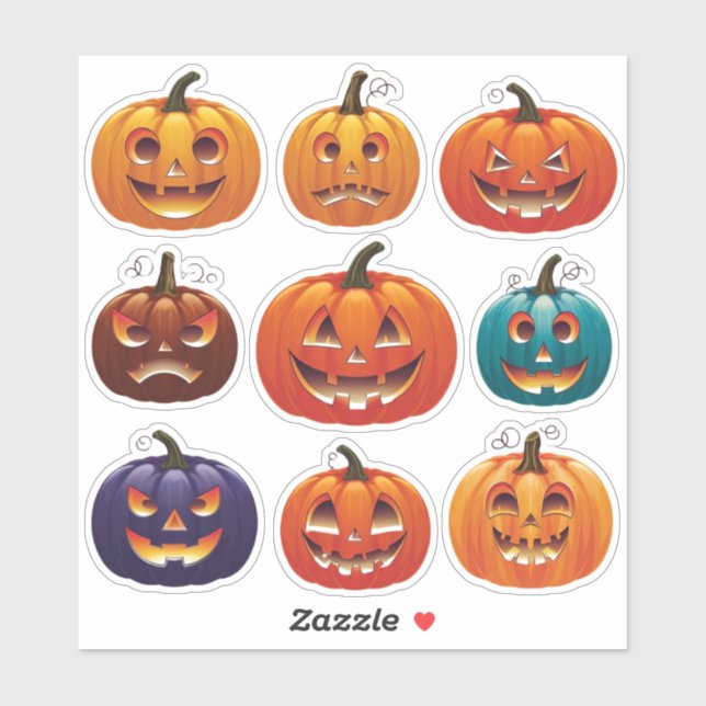 Festivals Jack-o’ Lantern Faces Scrapbook Stickers Aufkleber (Blatt)