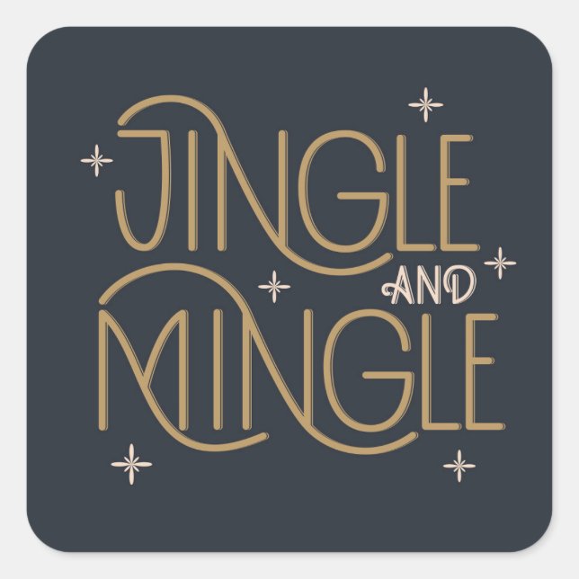Festivals, Jingle und Mingle Holiday Design Quadratischer Aufkleber (Vorderseite)