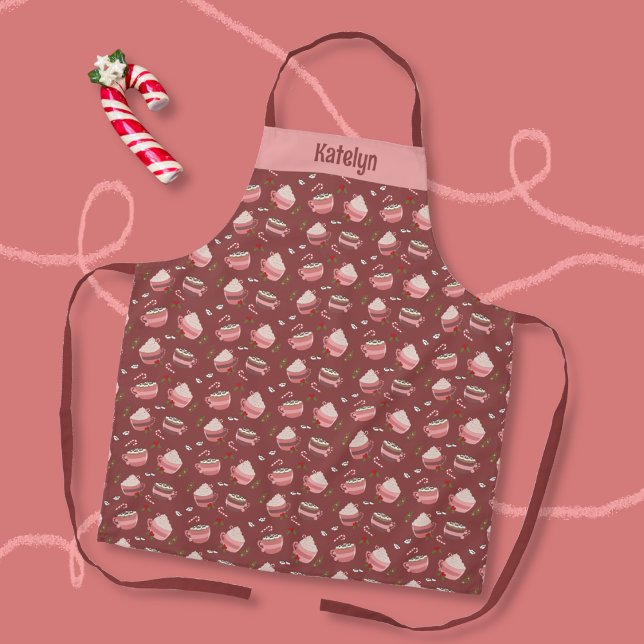 Festivals Kakao Tasse Doodle Muster Schürze mit Na (Personalized festive cocoa mugs pattern holiday apron . )