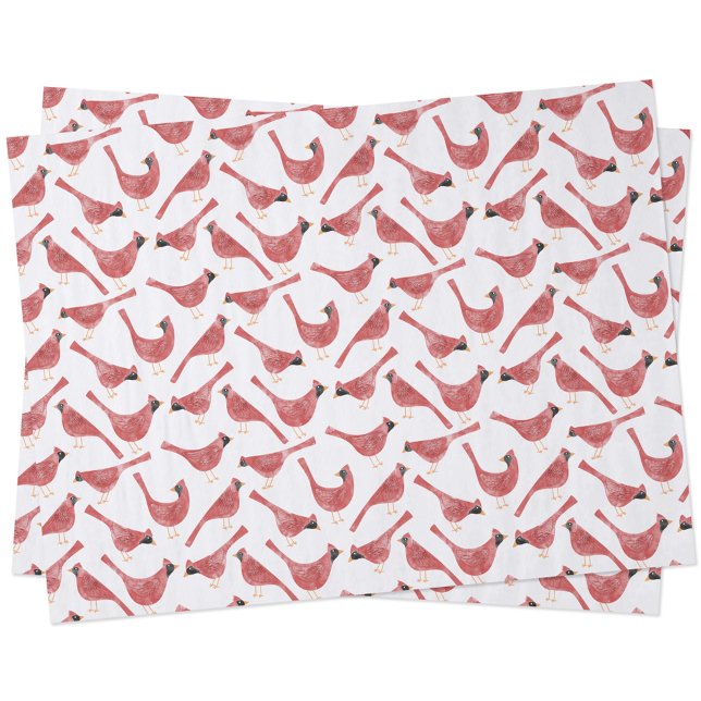 Festivals Kardinal Bird Watercolor Seidenpapier (Fun Cardinal bird red and white watercolor festive Christmas and Holidays gift wrapping tissue paper)