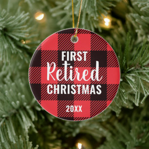 Festivals Kariert Personalisiert Erste Weihnachtsm Keramik Ornament