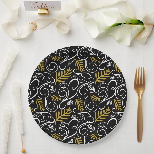 Festivals Kunst-Déco-Muster Vintager Urlaub Pappteller (Hochzeit)