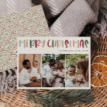 Festivals Lässige farbenfrohe Weihnachten Drei Fot<br><div class="desc">Diese festliche lässige Weihnachtskarte aus drei Fotos ist perfekt für Ihren fröhlichen, kreativen, hellen Weihnachtsgruß. Es ist ein einzigartiger, spielerischer, moderner Schriftart in Rot, Boho Bräune und heller und dunkelgrüner Farbe, die für ein fröhliches, saisonales Ambiente sorgen. Wenn Sie Ihren Lieben den dunklen Winter mit niedlichem Feiertagsjubeln näher bringen wollen,...</div>