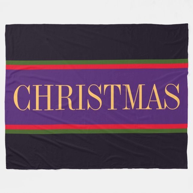Festivals Lila Black Red Green CHRISTMAS Streifen Fleecedecke (Vorderseite (Horizontal))