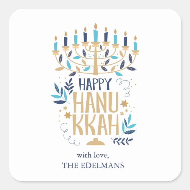 Festivals Menorah Hanukkah Quadratischer Aufkleber (Vorderseite)