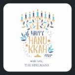 Festivals Menorah Hanukkah Quadratischer Aufkleber<br><div class="desc">Feierliche Menorah Hanukkah Design.</div>
