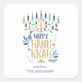 Festivals Menorah Hanukkah Quadratischer Aufkleber