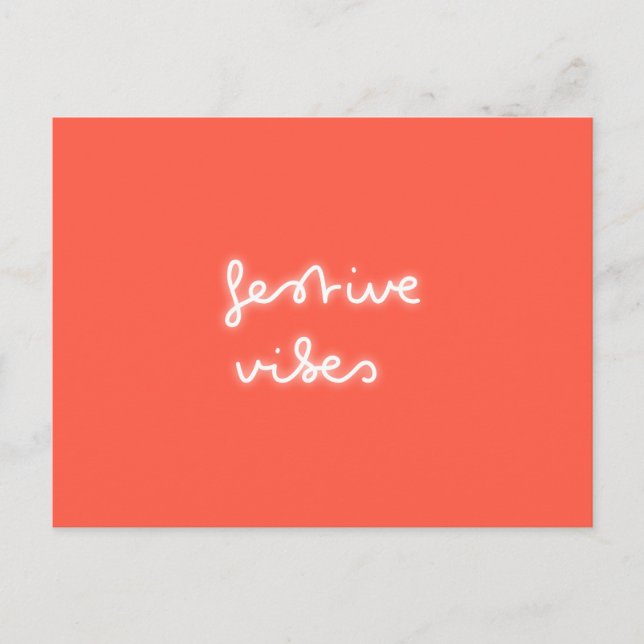 Festivals | Modern Neon Light Trendy Red Xmas Postkarte (Vorderseite)