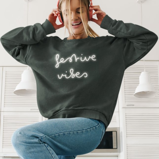 Festivals | Modern Neon Light Trendy Red Xmas Sweatshirt (Von Creator hochgeladen)