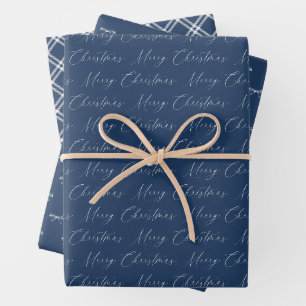 Festivals Moderne Blauen und Beige Weihnachten Geschenkpapier Set