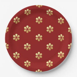 Festivals Moderne Weihnachten Rot & Gold Daisy Pappteller