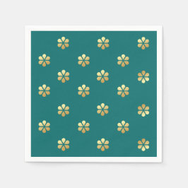 Festivals Modernes Aquamarin & Gold Daisy Weihnach Serviette