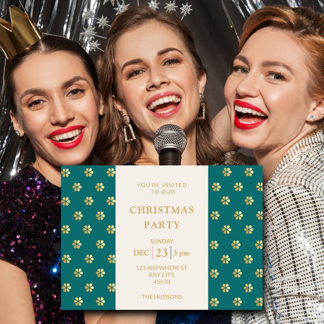 Festivals Modernes Aquamarin + Goldenes Weihnachts Feiertagskarte (Von Creator hochgeladen)