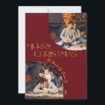 Festivals Modernes Weihnachtsfest - Foto Feiertagskarte<br><div class="desc">Ihre Freunde und Liebsten werden fröhlich und hell sein,  wenn sie diese genialen,  festlichen roten und goldenen Weihnachtskarten in dieser Weihnachtszeit erhalten.</div>