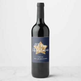 Festivals Navy Blue Gold Star Weihnachten Weinetikett