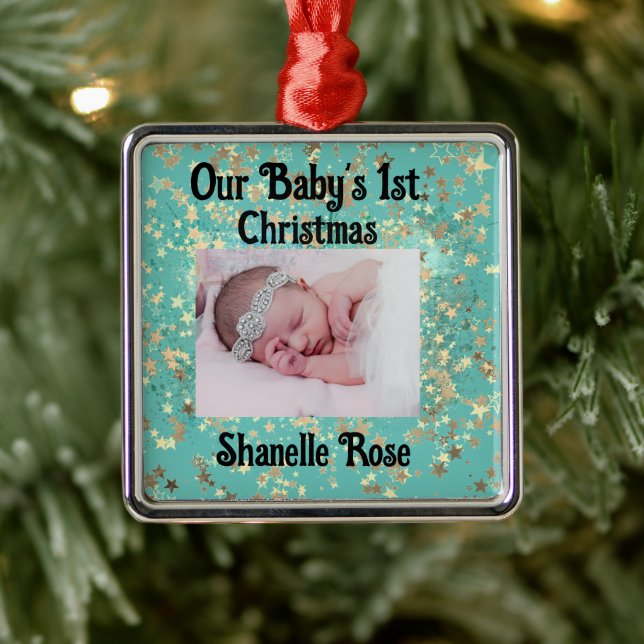 Festivals Personalisiert 1. Baby Foto Ornament Aus Metall (Baum)