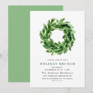 Festivals Pine Wreath CHRISTMAS HOLIDAY BRUNCH Einladung